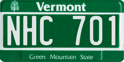 VT license plate NHC701