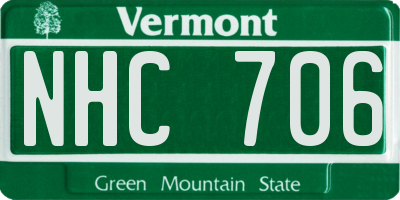 VT license plate NHC706