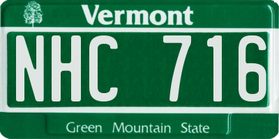 VT license plate NHC716
