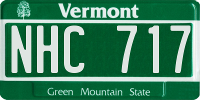 VT license plate NHC717