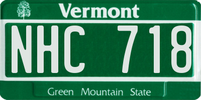 VT license plate NHC718