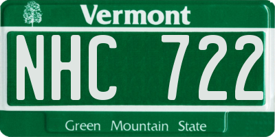 VT license plate NHC722
