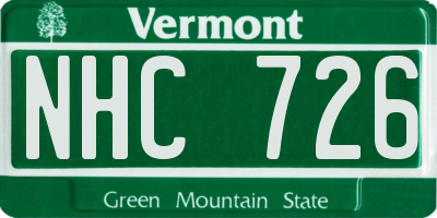 VT license plate NHC726
