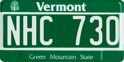 VT license plate NHC730