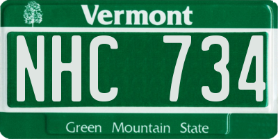VT license plate NHC734
