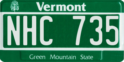VT license plate NHC735
