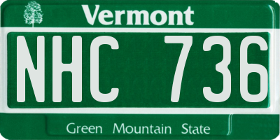 VT license plate NHC736
