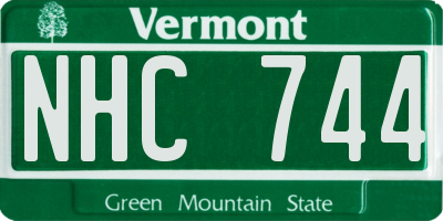 VT license plate NHC744