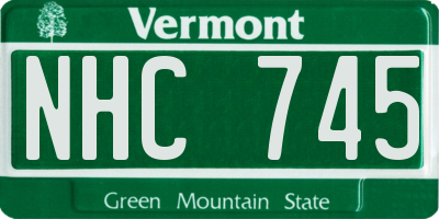 VT license plate NHC745