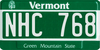 VT license plate NHC768