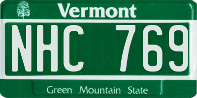 VT license plate NHC769