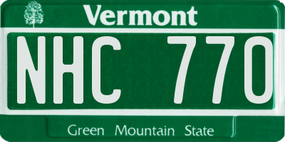 VT license plate NHC770
