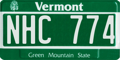 VT license plate NHC774