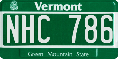 VT license plate NHC786