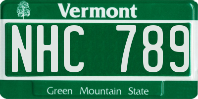 VT license plate NHC789