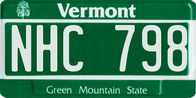 VT license plate NHC798