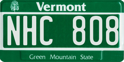 VT license plate NHC808