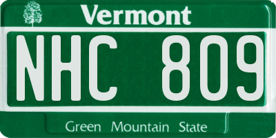 VT license plate NHC809