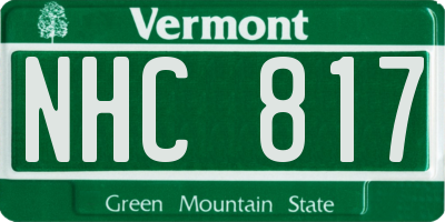 VT license plate NHC817