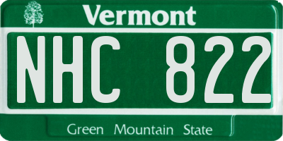VT license plate NHC822
