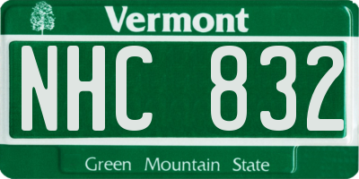 VT license plate NHC832