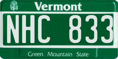 VT license plate NHC833