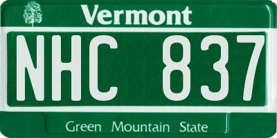 VT license plate NHC837