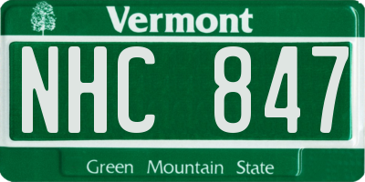 VT license plate NHC847