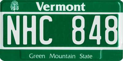 VT license plate NHC848