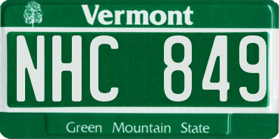 VT license plate NHC849