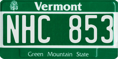 VT license plate NHC853