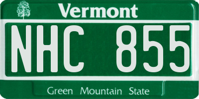 VT license plate NHC855