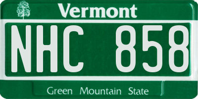 VT license plate NHC858
