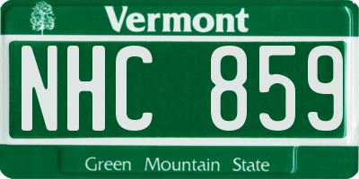 VT license plate NHC859
