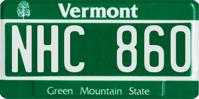 VT license plate NHC860