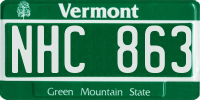 VT license plate NHC863