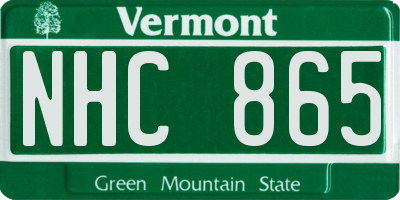 VT license plate NHC865