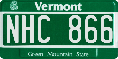 VT license plate NHC866