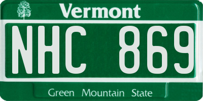 VT license plate NHC869