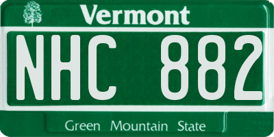 VT license plate NHC882