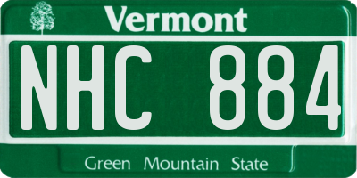VT license plate NHC884