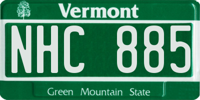 VT license plate NHC885