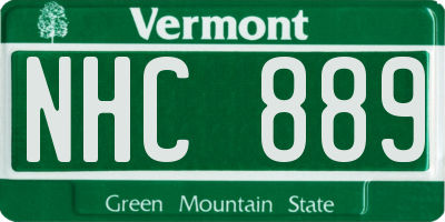 VT license plate NHC889