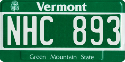 VT license plate NHC893