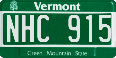 VT license plate NHC915