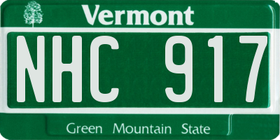 VT license plate NHC917