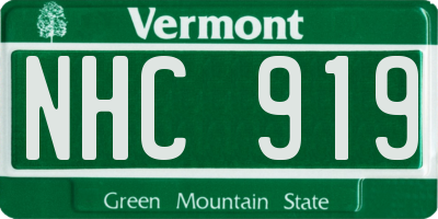 VT license plate NHC919