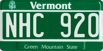 VT license plate NHC920