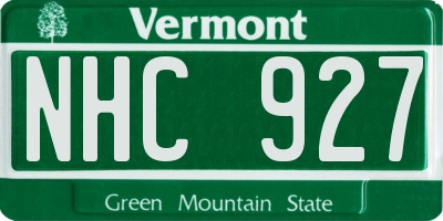 VT license plate NHC927