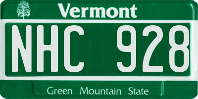 VT license plate NHC928